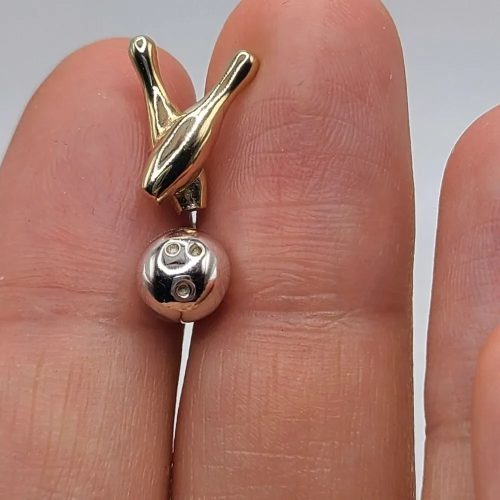 Vintage Swank Bowling Ball Cufflinks & Tie Clip Set Gift Bowler Silver Gold Tone